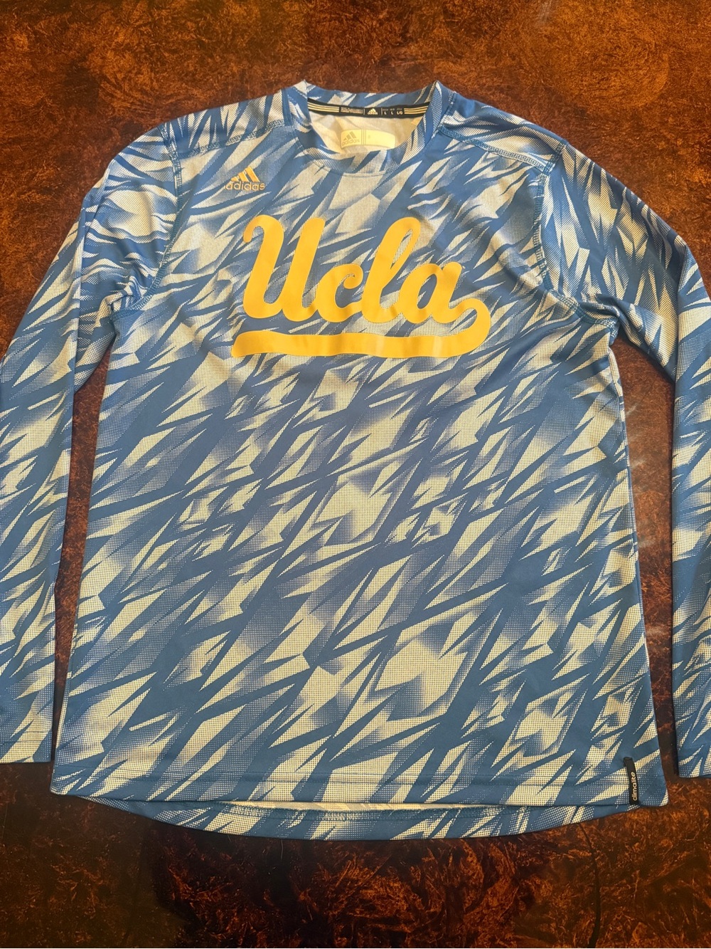 adidas UCLA Long-Sleeve Rash Guard - Blue/Gold Script